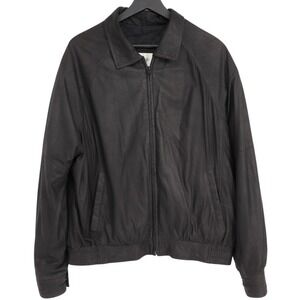 Remy Men's Vintage Black Leather Bomber Jacket Made in USA Size 44 Full Zip